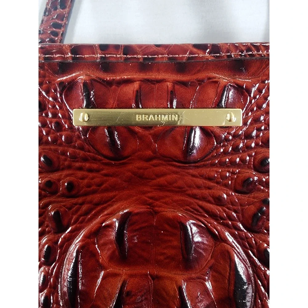 Brahmin Medium Asher Tote Women Croc Embossed Leather Pecan Melbourne Tassel Bag